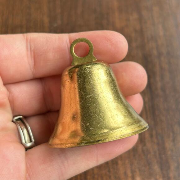 2 Vintage Brass Dinner Bells one w/ long Handle - Picture 4 of 7